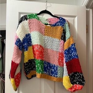 NWT Colorful Patchwork Knit Sweater
